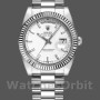 Replica Rolex Day-Date 36mm Unisex-118239-Dal quadrante bianco-oro bianco- lunetta scanalata Bianco