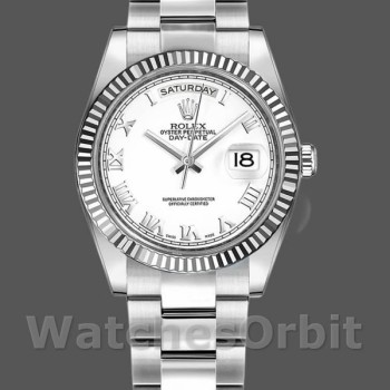 Replica Rolex Day-Date 36mm Unisex-118239-oro bianco-quadrante romano bianco unisex<br />