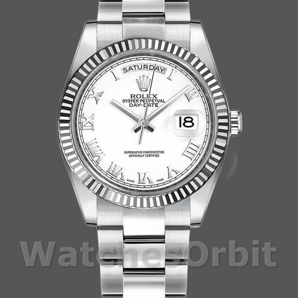 Replica Rolex Day-Date 36mm Unisex-118239-oro bianco-quadrante romano bianco unisex<br />