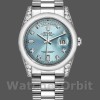Replica Rolex Day-Date 36mm Unisex-118296-Platino-Calare blu ghiaccio-Diamante blu ghiaccio unisex