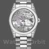 Replica Rolex Day-Date 36mm Unisex-118296-Platinum-MOP Quadrante bianco-Diamante MOP