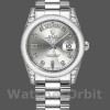 Replica Rolex Day-Date 36mm Unisex-118296-Dal quadrante platino-argento-diamanti Argento