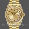 Replica Rolex Day-Date 36 mm Unisex-118338-Champagne Quadrante romano-Ghiera con diamanti Champagne