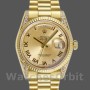 Replica Rolex Day-Date 36 mm Unisex-118338-Champagne Quadrante romano-Ghiera con diamanti Champagne