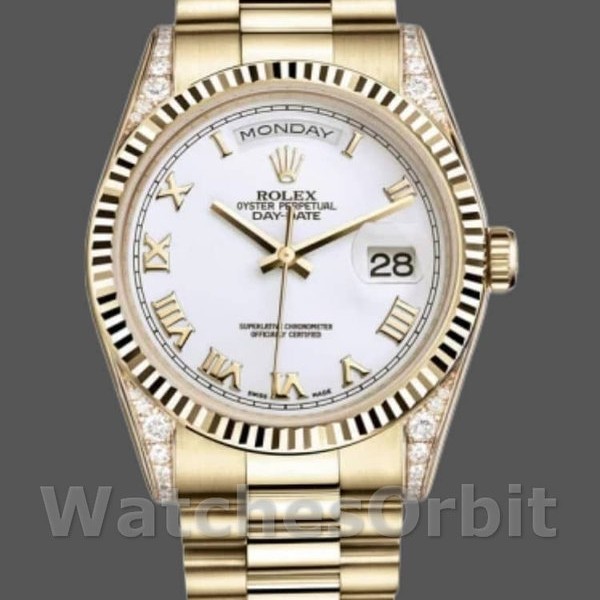 Replica Rolex Day-Date 36 mm Unisex-118338-Oro giallo-Comparatore romano bianco Unisex-118338<br />