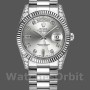 Replica Rolex Day-Date 36mm Unisex-118339-Dal quadrante bianco-argento- lunetta scanalata Argento