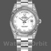 Replica Rolex Day-Date 36mm Unisex-118339-Dal quadrante bianco-oro bianco-Giornale scanalato bianco<br />