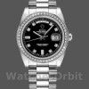 Replica Rolex Day-Date 36mm Unisex-118346-Calendario nero con diamanti Nero unisex
