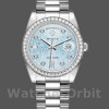 Replica Rolex Day-Date 36 mm Unisex-118346-Calendario blu con diamanti-Blu ghiaccio platino