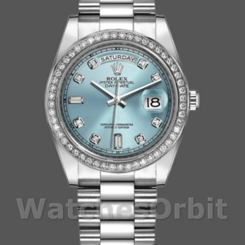 Replica Rolex Day-Date 36mm Unisex-118346-Calendario blu ghiaccio Unisex-118346-Calendario blu ghiaccio