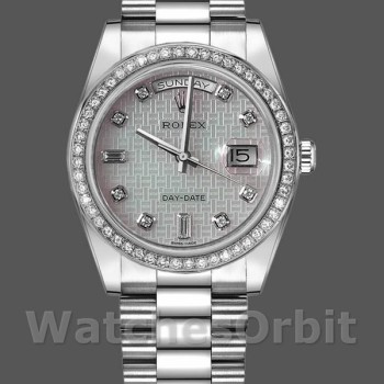 Replica Rolex Day-Date 36 mm Unisex-118346-Oxford Motif Diamante Quadrante Meteorite<br />
