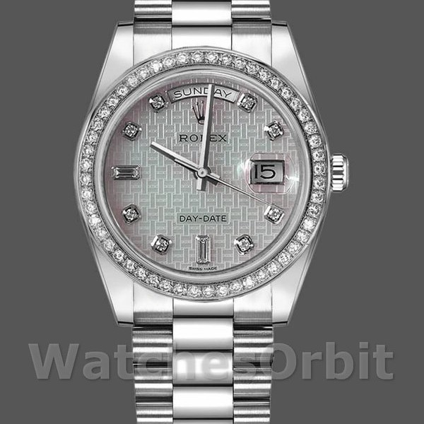 Replica Rolex Day-Date 36 mm Unisex-118346-Oxford Motif Diamante Quadrante Meteorite<br />