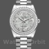 Replica Rolex Day-Date 36mm Unisex-118346-Lunetta di platino e diamanti-Dal quadrante di meteorite Meteorite<br />