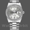 Replica Rolex Day-Date 36mm Unisex-118346-Dal quadrante argentato-Diamante argento