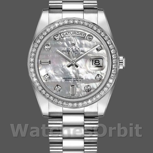 Replica Rolex Day-Date 36mm Unisex-118346-Comparatore bianco MOP Unisex-118346-Comparatore bianco MOP