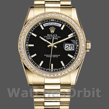 Replica Rolex Day-Date 36mm Unisex-118348-Comparatore nero unisex<br />