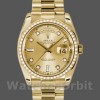 Replica Rolex Day-Date 36 mm Unisex-118348-Champagne Quadrante di diamanti-Oro giallo Champagne Uomo