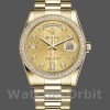 Replica Rolex Day-Date 36 mm Unisex-118348-Champagne Jubilee Quadrante di diamanti-Oro giallo Champagne