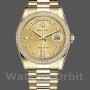 Replica Rolex Day-Date 36 mm Unisex-118348-Champagne Jubilee Quadrante di diamanti-Oro giallo Champagne