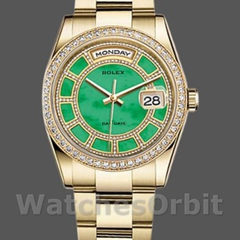 Replica Rolex Day-Date 36mm Unisex-118348-Comparto verde-Oro giallo Verde unisex