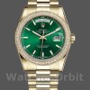Replica Rolex Day-Date 36mm Unisex-118348-Comparatore indice verde-Oro giallo Verde unisex