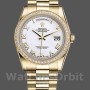 Replica Rolex Day-Date 36mm Unisex-118348-Comparatore bianco con numeri romani Bianco<br />