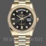Replica Rolex Day-Date 36 mm Unisex-118348-Oro giallo-Calendario nero con diamanti Nero<br />