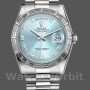 Replica Rolex Day-Date 36 mm Unisex-118366-Calrante blu ghiaccio-Ghiera con diamanti Blu ghiaccio