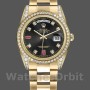 Replica Rolex Day-Date 36mm Unisex-118388-Componente nero con diamanti e rubini Nero