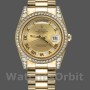Replica Rolex Day-Date 36 mm Unisex-118388-Champagne Quadrante di diamanti - Oro giallo Champagne