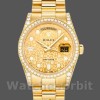Replica Rolex Day-Date 36 mm Unisex-118388-Champagne Jubilee Quadrante di diamanti-Oro giallo Champagne