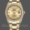 Replica Rolex Day-Date 36mm Unisex-118388-Ghiera di diamanti-Calendario Champagne Champagne
