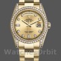 Replica Rolex Day-Date 36mm Unisex-118388-Ghiera di diamanti-Calendario Champagne Champagne