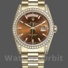 Replica Rolex Day-Date 36mm Unisex-118388-Ghiera di diamanti-Calendario marrone cioccolato Marrone cioccolato <br />