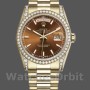 Replica Rolex Day-Date 36mm Unisex-118388-Ghiera di diamanti-Calendario marrone cioccolato Marrone cioccolato <br />