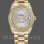 Replica Rolex Day-Date 36mm Unisex-118388-Ghiera di diamanti-Comparto indicizzato argento Argento