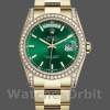 Replica Rolex Day-Date 36mm Unisex-118388-Diamond Dezel-Green Index Quadrante Verde Unisex