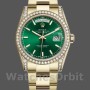 Replica Rolex Day-Date 36mm Unisex-118388-Diamond Dezel-Green Index Quadrante Verde Unisex