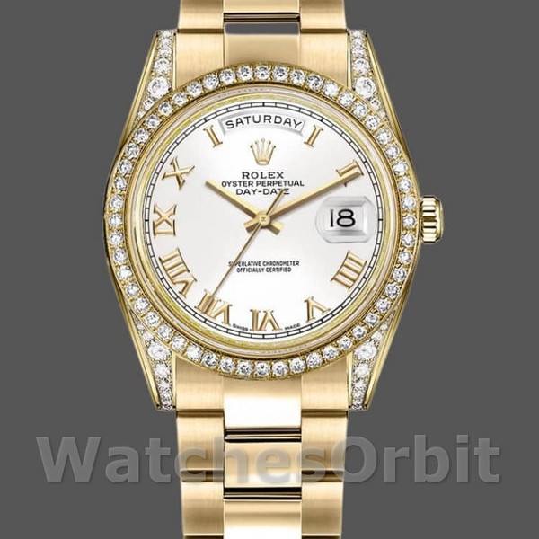 Replica Rolex Day-Date 36 mm Unisex-118388-Componente bianco con numeri romani Bianco<br />