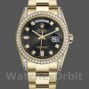 Replica Rolex Day-Date 36 mm Unisex-118388-Oro giallo-Calendario nero con diamanti Nero