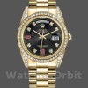 Replica Rolex Day-Date 36 mm Unisex-118388-Giallo Oro Nero-Diamante Rubini Quadrante Nero