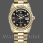 Replica Rolex Day-Date 36 mm Unisex-118388-Giallo Oro Nero-Diamante Rubini Quadrante Nero