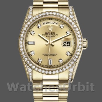 Replica Rolex Day-Date 36 mm Unisex-118388-Dal quadrante oro giallo-champagne Champagne