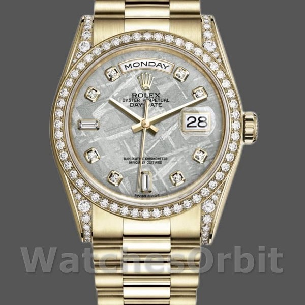 Replica Rolex Day-Date 36mm Unisex-118388-Giallo Oro-Diamante Quadrante Meteorite Meteorite unisex<br />
