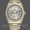 Replica Rolex Day-Date 36mm Unisex-118388-Oro giallo-Argento Quadrante diamanti Argento