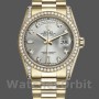 Replica Rolex Day-Date 36mm Unisex-118388-Oro giallo-Argento Quadrante diamanti Argento