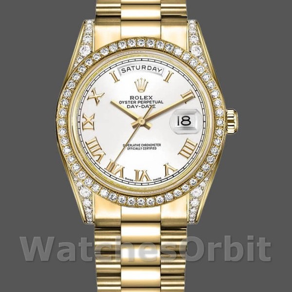 Replica Rolex Day-Date 36mm Unisex-118388-Oro giallo-Calendario romano bianco unisex<br />