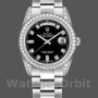 Replica Rolex Day-Date 36mm Unisex-118389-Ghiera con diamanti-Calendario nero Nero<br />
