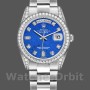 Replica Rolex Day-Date 36mm Unisex-118389-Ghiera di diamanti-Calendario blu Blu<br />