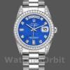 Replica Rolex Day-Date 36mm Unisex-118389-Ghiera di diamanti-Calendario blu di Lapislazzuli Blu<br />